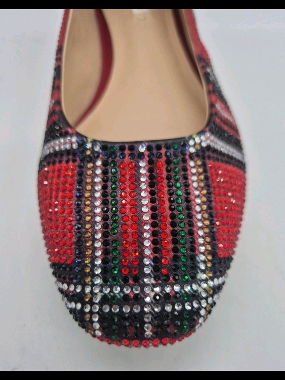Alex Marie Red Plaid Rhinestone-Studded Ballet Flat - Picture 9 of 9
